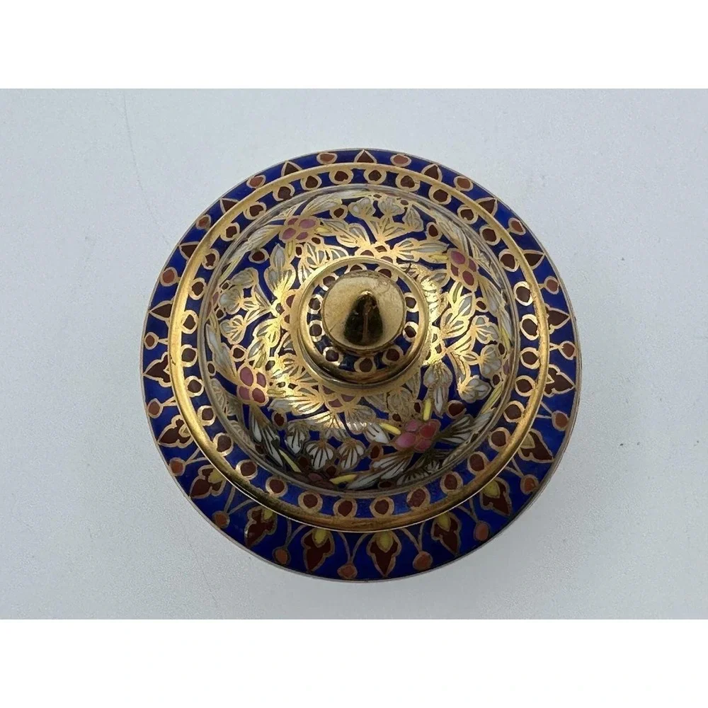 Thai Benjarong Porcelain Covered Jar — Hand‑Painted Gilded Lidded Jar